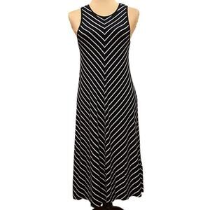 a.n.a A New Approach Women Black White Striped Casual Maxi Dress S
